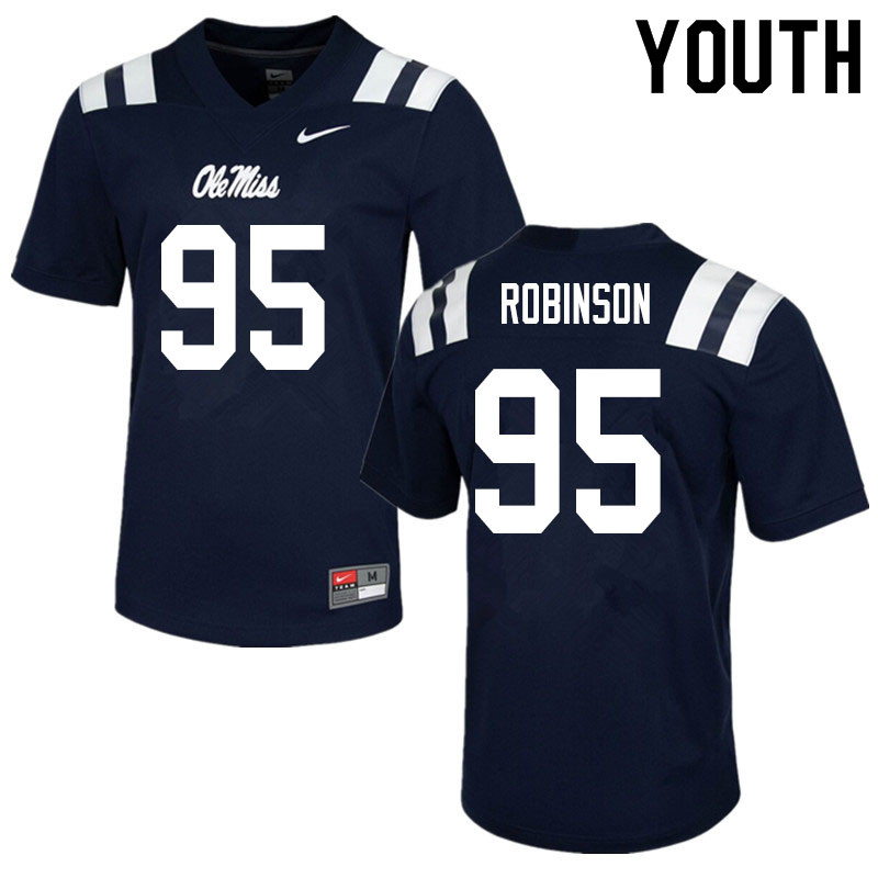 Youth #95 Tavius Robinson Ole Miss Rebels College Football Jerseys Sale-Navy